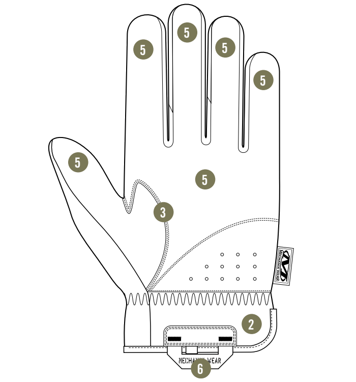 RĘKAWICE TAKTYCZNE MECHANIX WEAR FASTFIT - budowa rękawicy wewnątrz