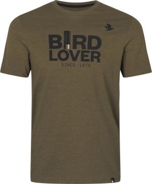 T-SHIRT SEELAND BIRD LOVER - Dark Olive Melange